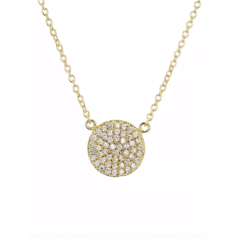 Pavé Disc Pendant Necklace,