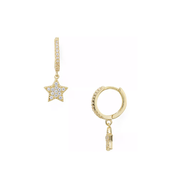 Pavé Star Drop Hoop Earrings