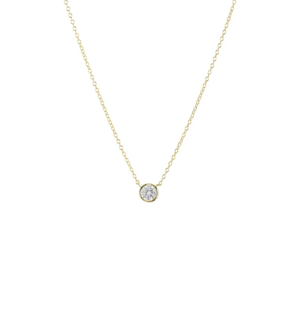 Tiny Bezel Set Pendant Necklace