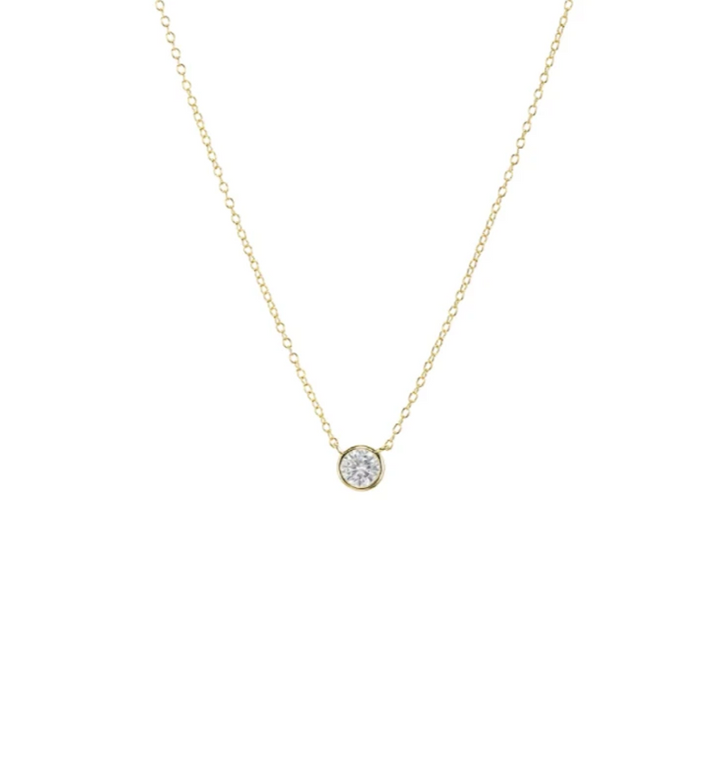 Tiny Bezel Set Pendant Necklace