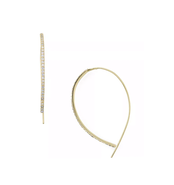 Pavé Stone Threader Hoop Earrings