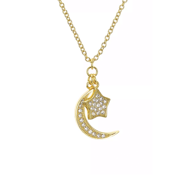 Pavé  Moon & Star Necklace