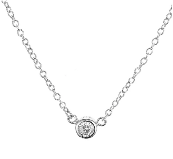 Tiny Bezel Set Pendant Necklace