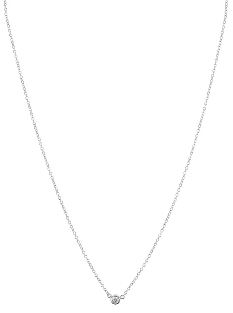 Tiny Bezel Set Pendant Necklace