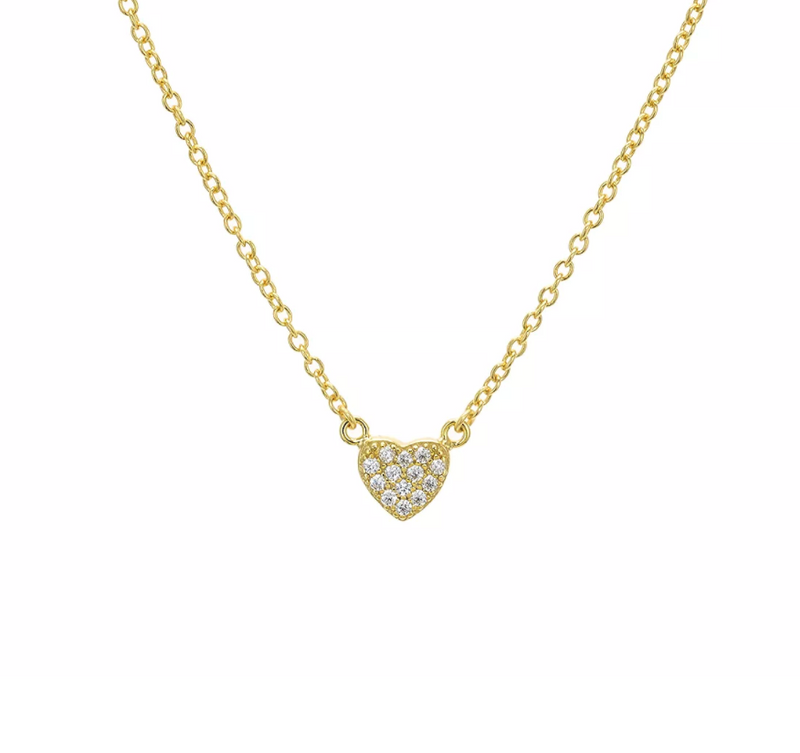 Tiny Pavé Heart Pendant Necklace