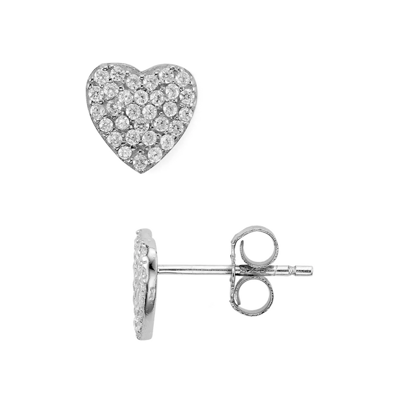 Pavé Heart Stud Earrings