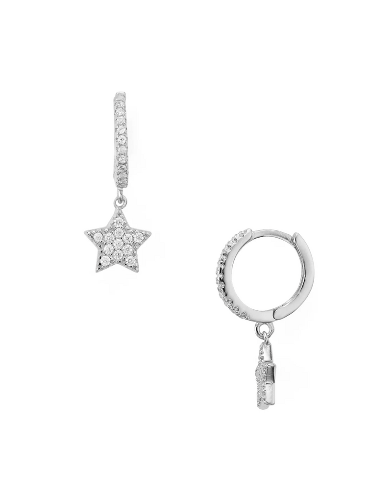 Pavé Star Drop Hoop Earrings