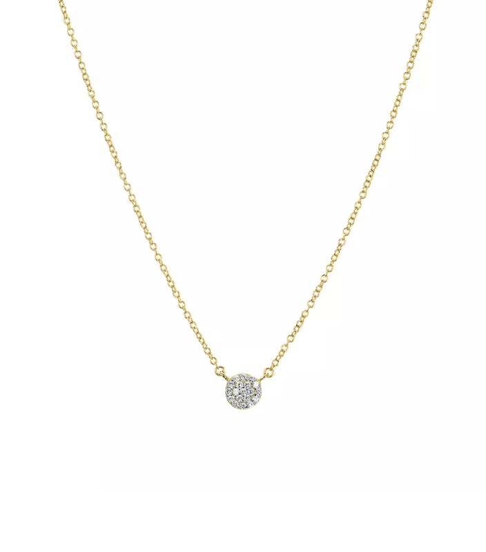 Tiny Pavé Disc Pendant Necklace