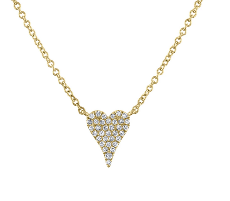 Small Pavé Modern Heart Pendant Necklace