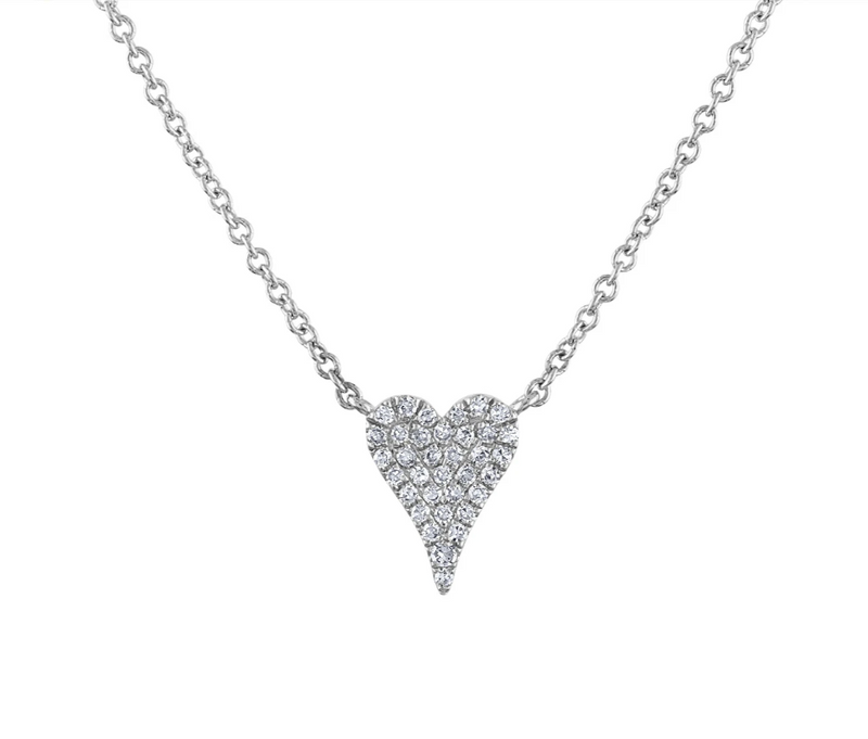 Small Pavé Modern Heart Pendant Necklace