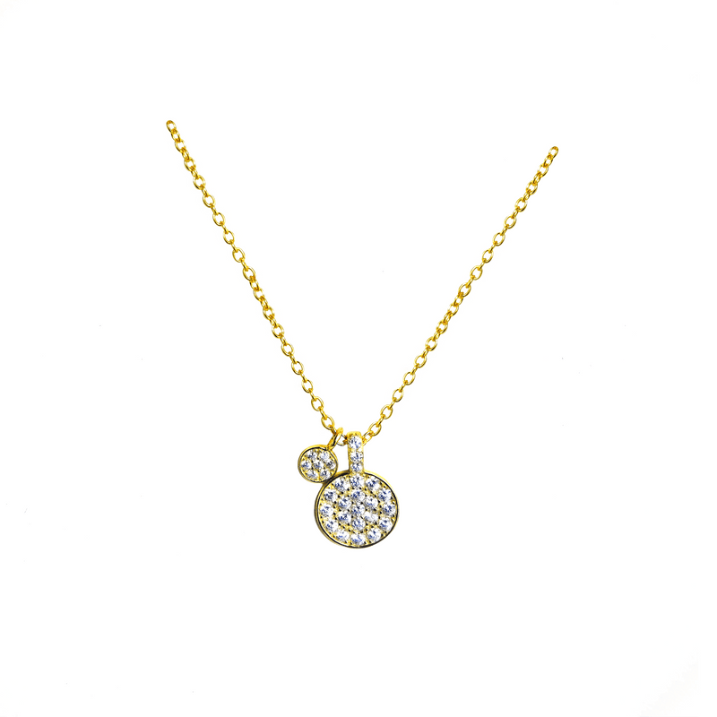 Double Pave Disc Necklace