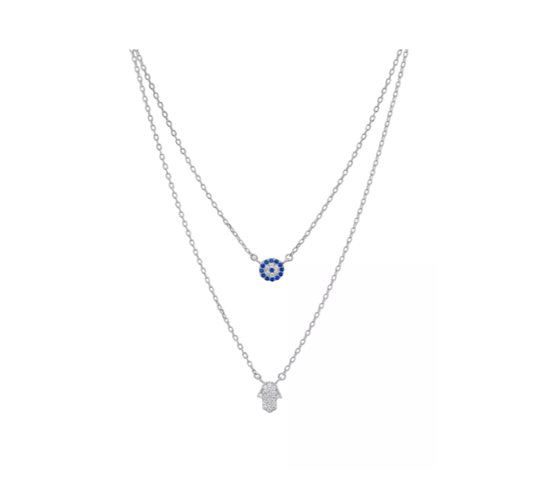 Layered Evil Eye and Hamsa Necklace