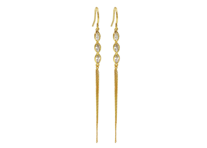 Dangling Stone Chain Earrings